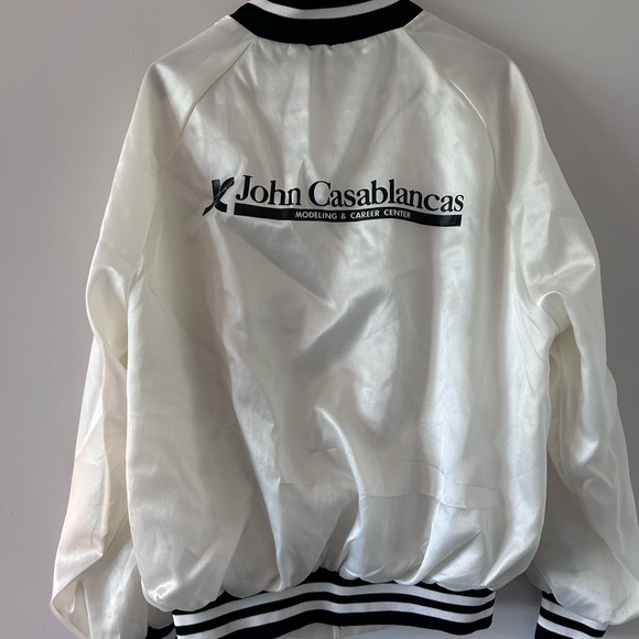 VINTAGE SATIN VARSITY JACKET • Ivory/off White ( not white) • XL - Picture 5 of 9